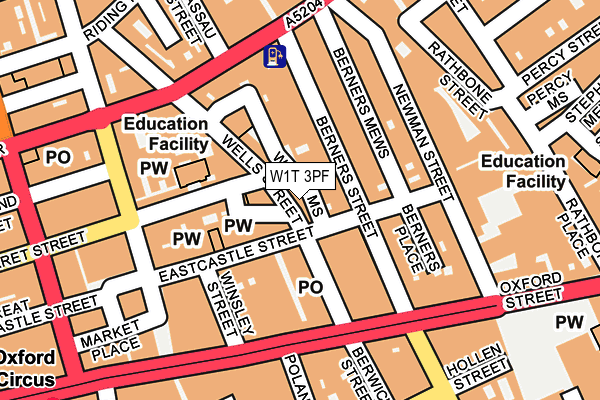 W1T 3PF map - OS OpenMap – Local (Ordnance Survey)