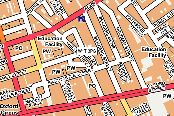 W1T 3PG map - OS OpenMap – Local (Ordnance Survey)