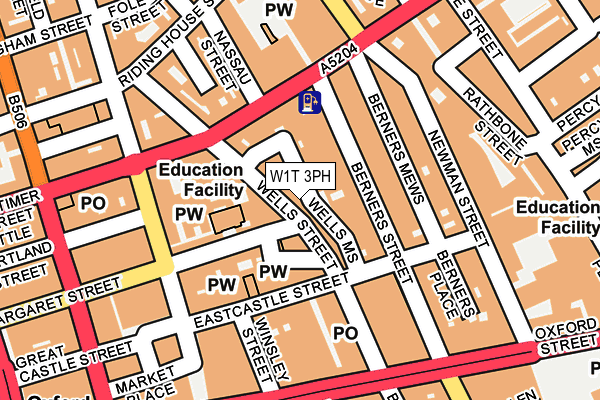 W1T 3PH map - OS OpenMap – Local (Ordnance Survey)