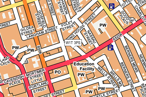 W1T 3PS map - OS OpenMap – Local (Ordnance Survey)