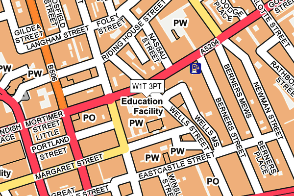 W1T 3PT map - OS OpenMap – Local (Ordnance Survey)