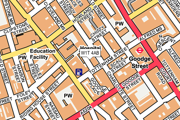 W1T 4AB map - OS OpenMap – Local (Ordnance Survey)
