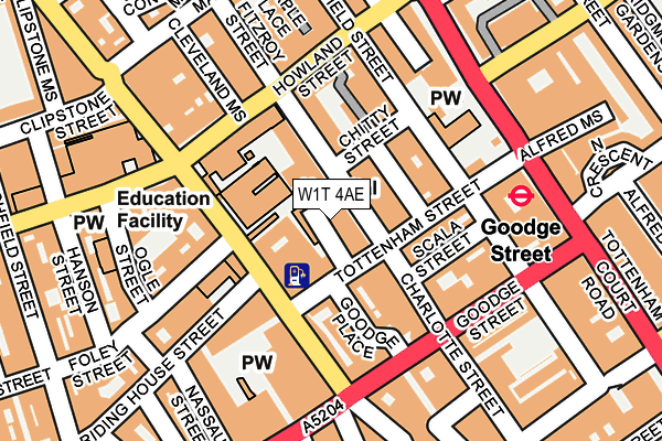 W1T 4AE map - OS OpenMap – Local (Ordnance Survey)