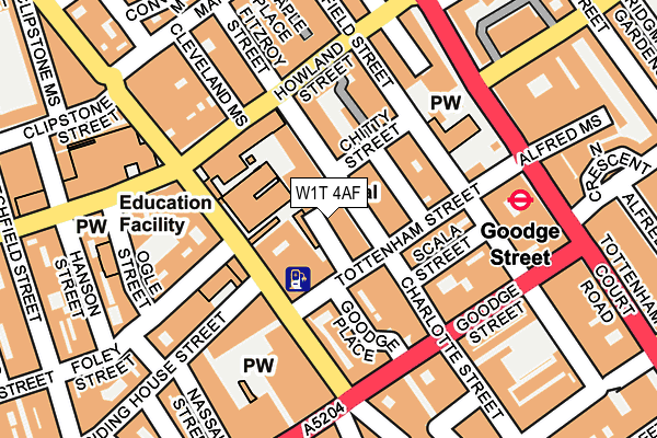 W1T 4AF map - OS OpenMap – Local (Ordnance Survey)