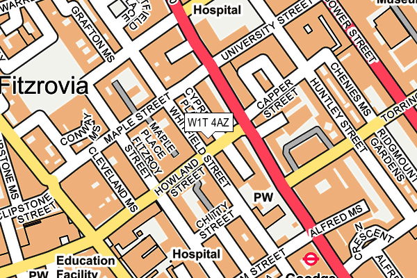 W1T 4AZ map - OS OpenMap – Local (Ordnance Survey)