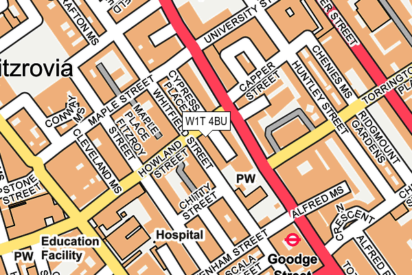 W1T 4BU map - OS OpenMap – Local (Ordnance Survey)