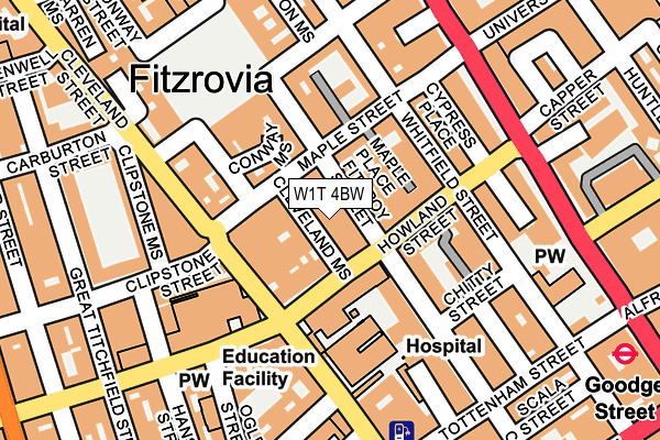 W1T 4BW map - OS OpenMap – Local (Ordnance Survey)