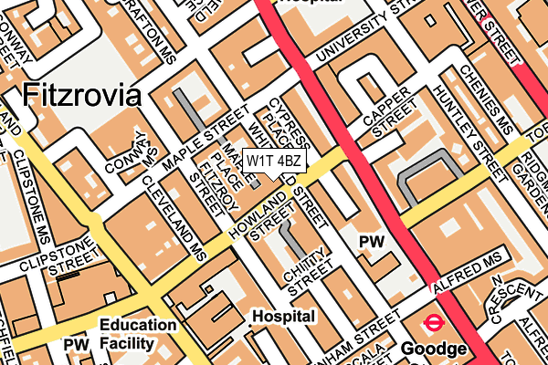 W1T 4BZ map - OS OpenMap – Local (Ordnance Survey)