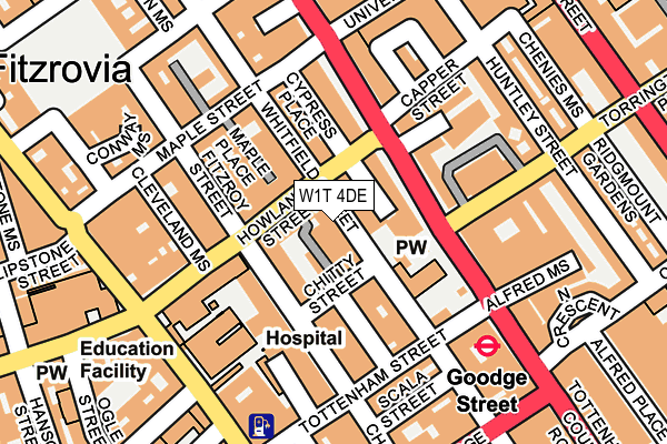 W1T 4DE map - OS OpenMap – Local (Ordnance Survey)