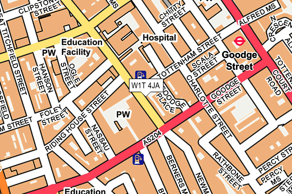 W1T 4JA map - OS OpenMap – Local (Ordnance Survey)