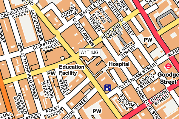 W1T 4JG map - OS OpenMap – Local (Ordnance Survey)