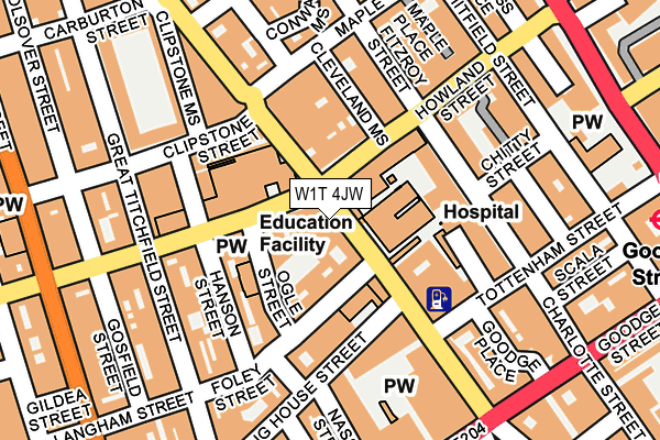 W1T 4JW map - OS OpenMap – Local (Ordnance Survey)
