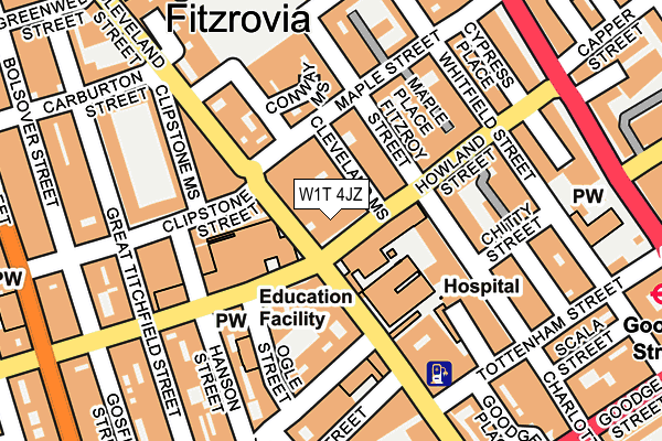 W1T 4JZ map - OS OpenMap – Local (Ordnance Survey)