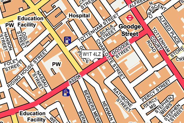 W1T 4LZ map - OS OpenMap – Local (Ordnance Survey)