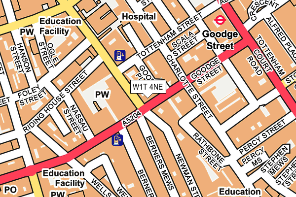 W1T 4NE map - OS OpenMap – Local (Ordnance Survey)