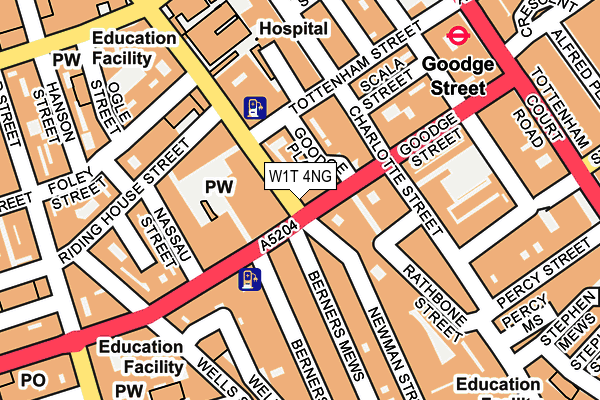 W1T 4NG map - OS OpenMap – Local (Ordnance Survey)