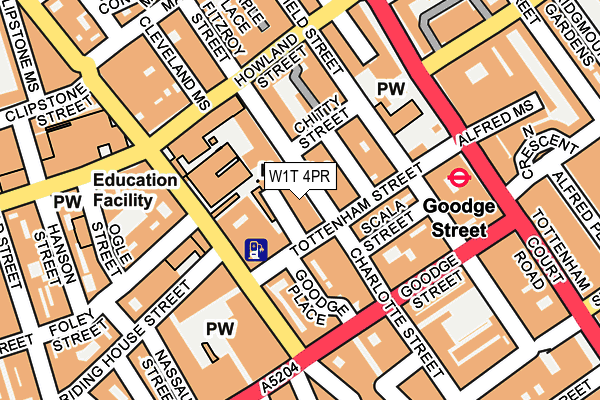 W1T 4PR map - OS OpenMap – Local (Ordnance Survey)