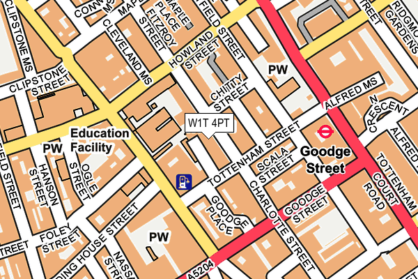 W1T 4PT map - OS OpenMap – Local (Ordnance Survey)