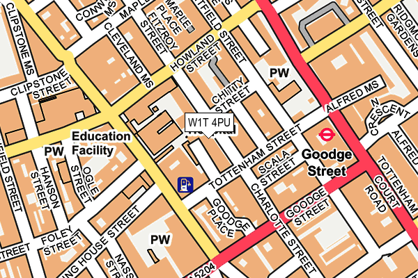 W1T 4PU map - OS OpenMap – Local (Ordnance Survey)