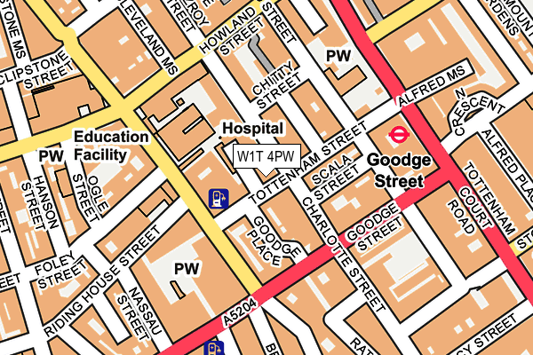 W1T 4PW map - OS OpenMap – Local (Ordnance Survey)