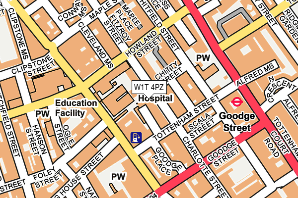 W1T 4PZ map - OS OpenMap – Local (Ordnance Survey)