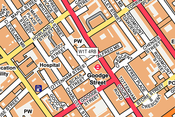 W1T 4RB map - OS OpenMap – Local (Ordnance Survey)