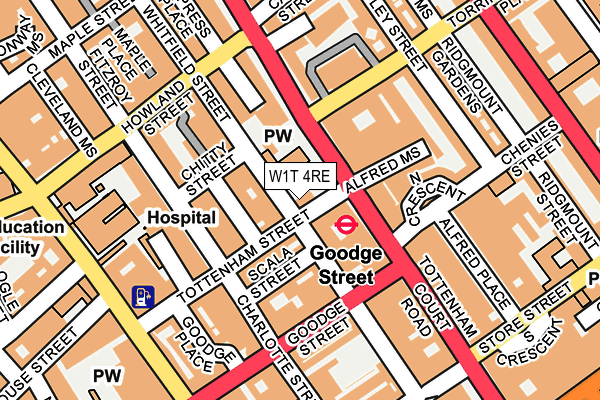 W1T 4RE map - OS OpenMap – Local (Ordnance Survey)