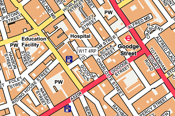W1T 4RP map - OS OpenMap – Local (Ordnance Survey)