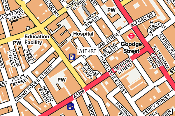 W1T 4RT map - OS OpenMap – Local (Ordnance Survey)