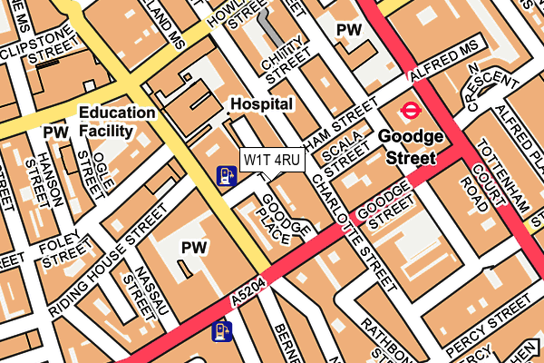 W1T 4RU map - OS OpenMap – Local (Ordnance Survey)