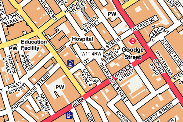 W1T 4RW map - OS OpenMap – Local (Ordnance Survey)
