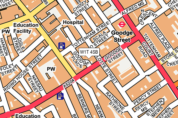 W1T 4SB map - OS OpenMap – Local (Ordnance Survey)