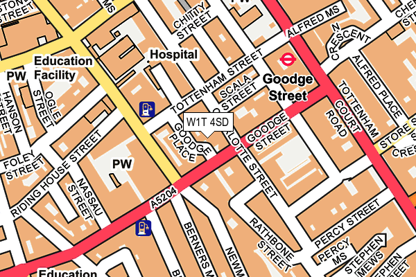 W1T 4SD map - OS OpenMap – Local (Ordnance Survey)
