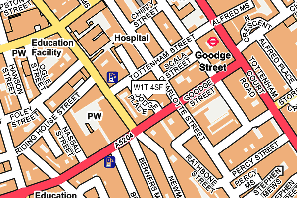 W1T 4SF map - OS OpenMap – Local (Ordnance Survey)