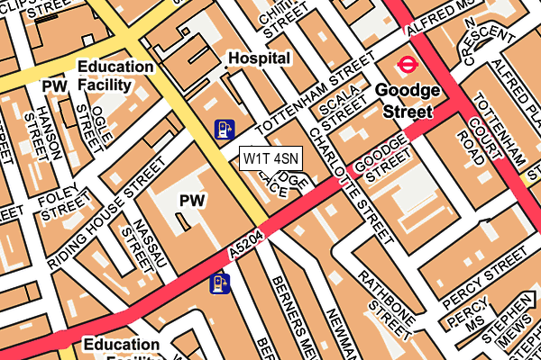 W1T 4SN map - OS OpenMap – Local (Ordnance Survey)