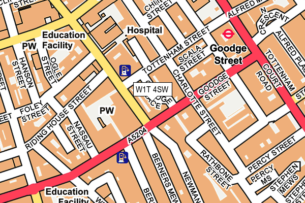 W1T 4SW map - OS OpenMap – Local (Ordnance Survey)