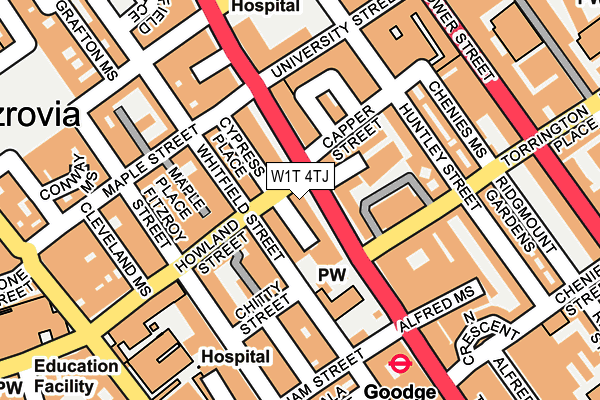 W1T 4TJ map - OS OpenMap – Local (Ordnance Survey)