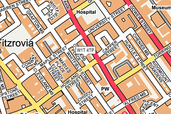 W1T 4TP map - OS OpenMap – Local (Ordnance Survey)