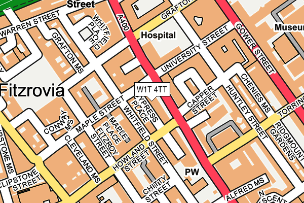 W1T 4TT map - OS OpenMap – Local (Ordnance Survey)