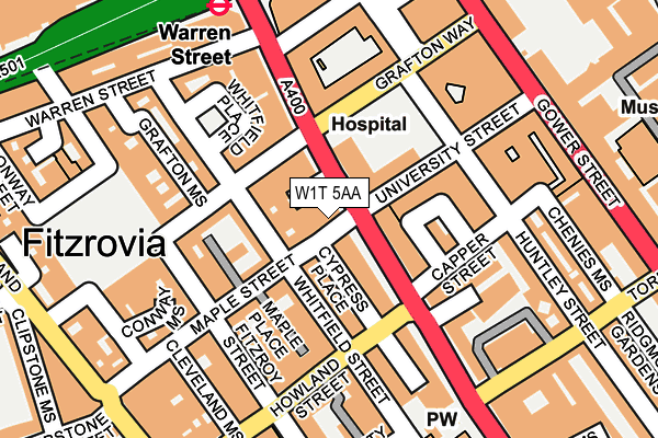 W1T 5AA map - OS OpenMap – Local (Ordnance Survey)