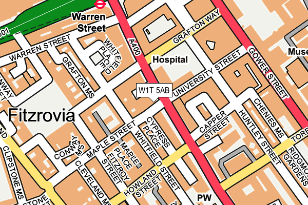 W1T 5AB map - OS OpenMap – Local (Ordnance Survey)