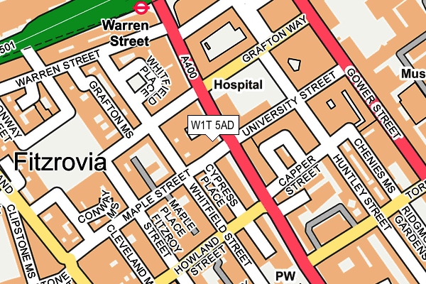 W1T 5AD map - OS OpenMap – Local (Ordnance Survey)