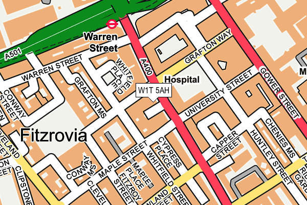 W1T 5AH map - OS OpenMap – Local (Ordnance Survey)
