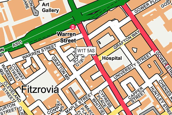 W1T 5AS map - OS OpenMap – Local (Ordnance Survey)