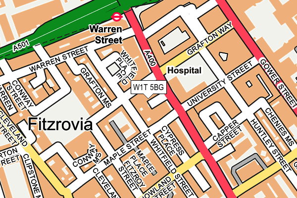 W1T 5BG map - OS OpenMap – Local (Ordnance Survey)