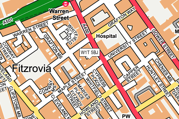 W1T 5BJ map - OS OpenMap – Local (Ordnance Survey)