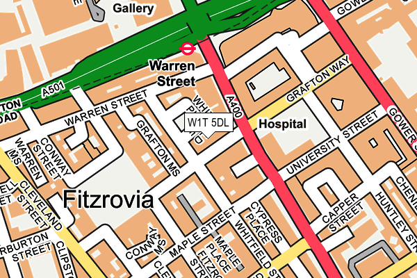 W1T 5DL map - OS OpenMap – Local (Ordnance Survey)