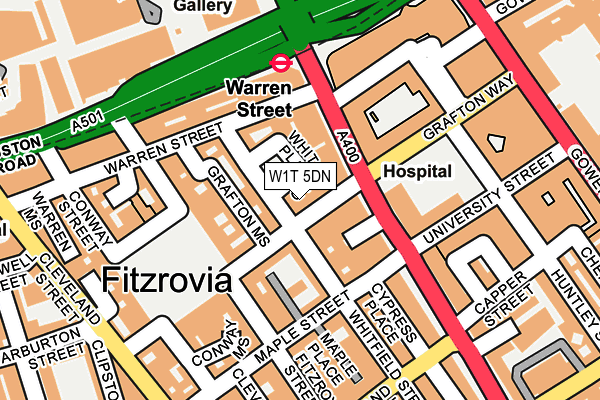 W1T 5DN map - OS OpenMap – Local (Ordnance Survey)