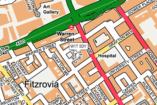 W1T 5DY map - OS OpenMap – Local (Ordnance Survey)