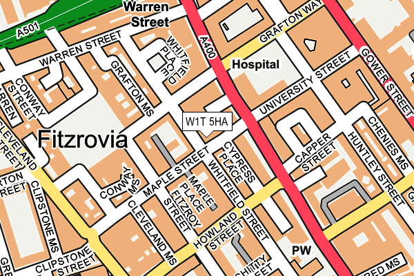 W1T 5HA map - OS OpenMap – Local (Ordnance Survey)